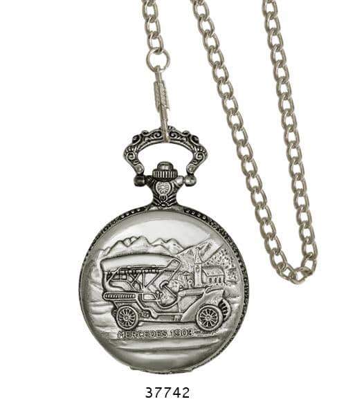 Milano 3774 Engraved Pocket Watch with intricate designs and a metal alloy chain, showcasing elegance and durability.