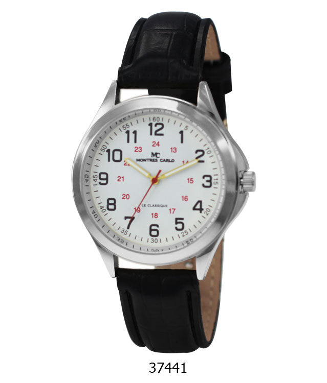 3744 Vegan Leather Band Watch featuring a stylish design with a supple vegan leather strap and an easy-to-read analog dial.