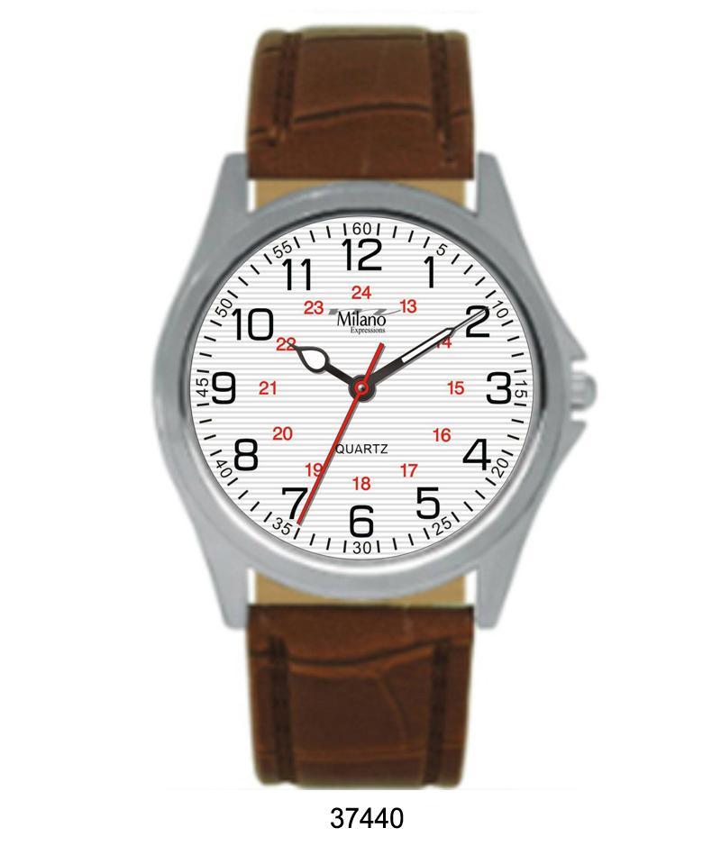 3744 Vegan Leather Band Watch featuring a stylish design with a supple vegan leather strap and an easy-to-read analog dial.