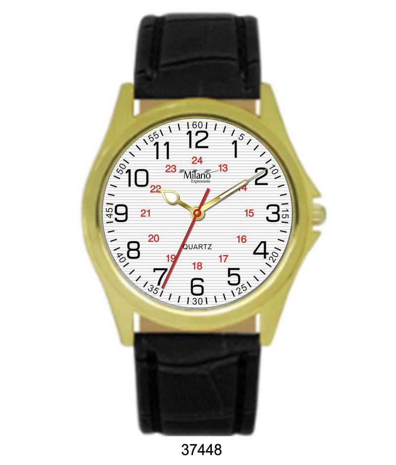 3744 Vegan Leather Band Watch featuring a stylish design with a supple vegan leather strap and an easy-to-read analog dial.