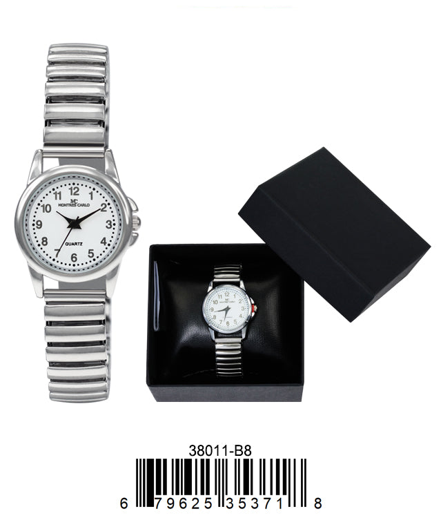 3801 Flex Band Watch featuring a flexible metal alloy band and clear dial, perfect for modern women.