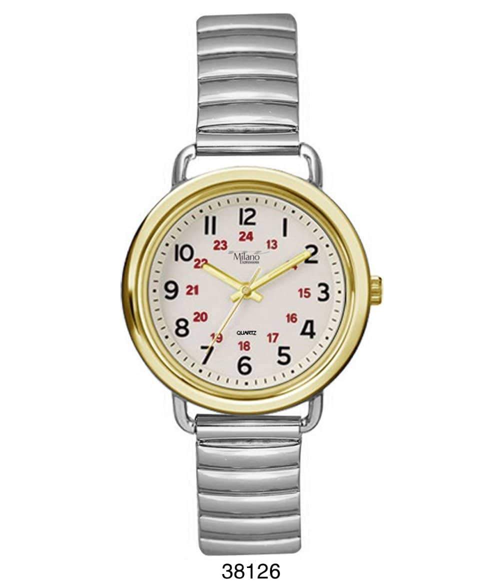 3812 Flex Band Watch featuring a flexible metal band and easy-to-read analog dial, perfect for stylish women.