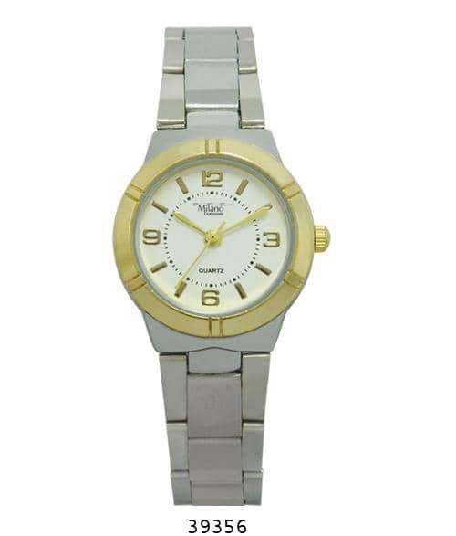 Silver and gold analog wristwatch.