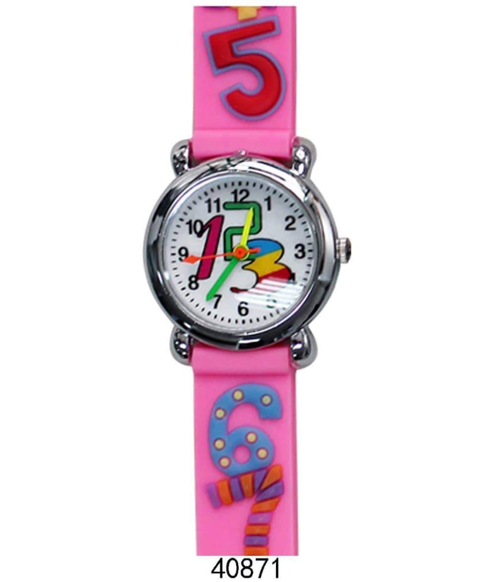 Colorful 4087 Kids Watch with soft rubber band and easy-to-read dial, designed for children to learn time.