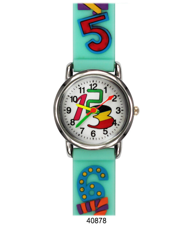 Colorful 4087 Kids Watch with soft rubber band and easy-to-read dial, designed for children to learn time.