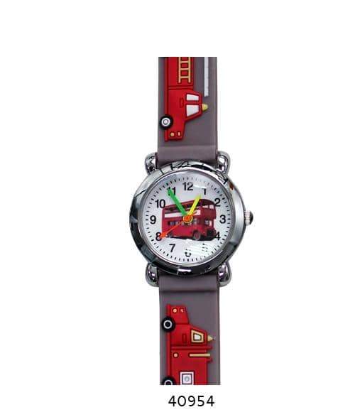 Colorful 4095 Kids Watch featuring a firetruck design with a soft rubber band, perfect for teaching children to tell time.