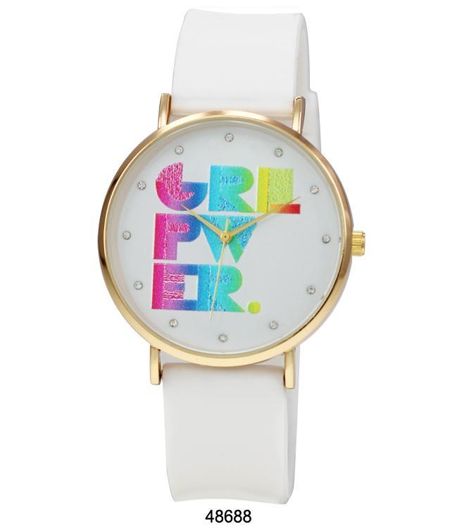 40MM Girl Power Silicon Band Watch featuring a stylish analog face and a comfortable silicon band, perfect for everyday wear.