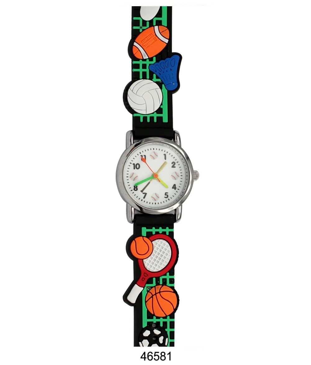 A colorful 4658 Kids Watch featuring a soft rubber band and an easy-to-read analog dial, designed for children.