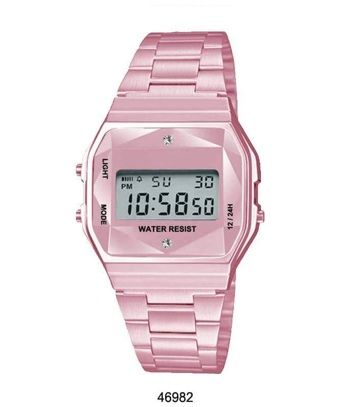 4698 Retro Digital Watch with multi-functional display and LED light, featuring a metal case and band.