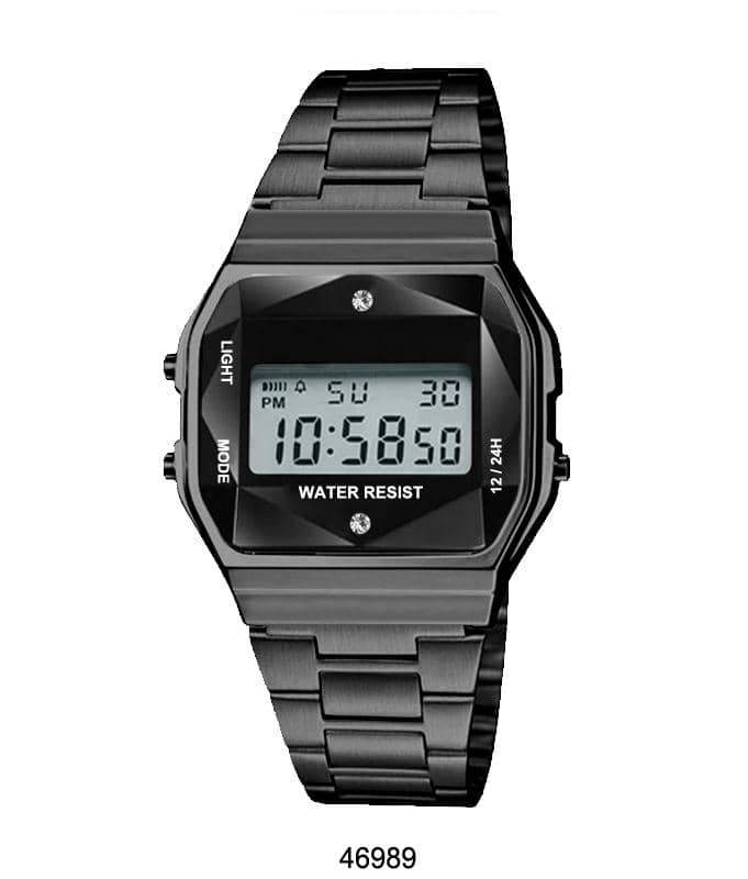 4698 Retro Digital Watch with multi-functional display and LED light, featuring a metal case and band.