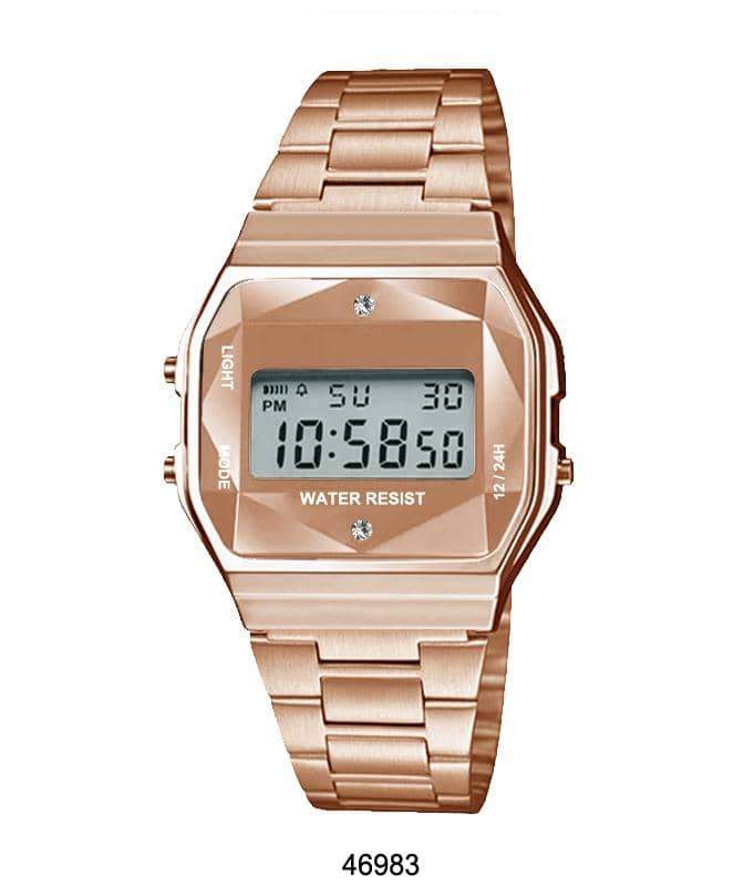 4698 Retro Digital Watch with multi-functional display and LED light, featuring a metal case and band.