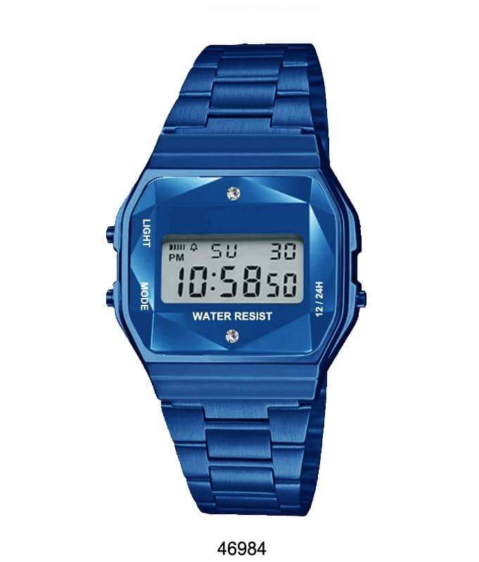 4698 Retro Digital Watch with multi-functional display and LED light, featuring a metal case and band.