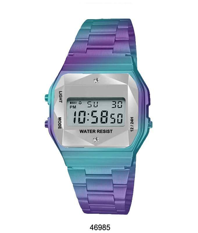 4698 Retro Digital Watch with multi-functional display and LED light, featuring a metal case and band.