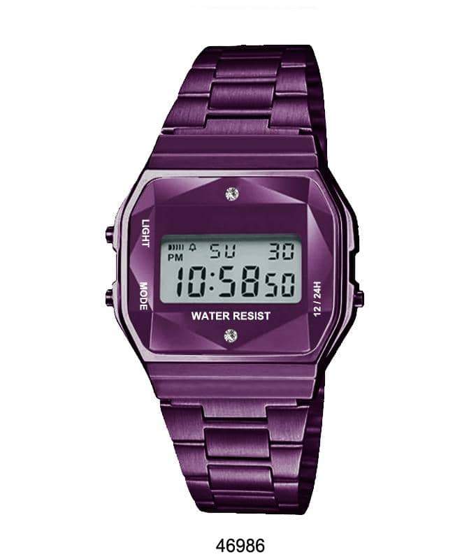 4698 Retro Digital Watch with multi-functional display and LED light, featuring a metal case and band.