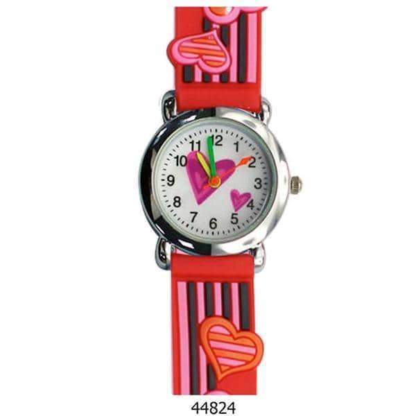 A colorful kids watch featuring a heart design with a soft rubber band, perfect for teaching children how to tell time.