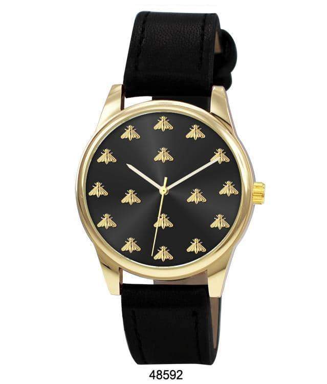 Stylish 4859 Vegan Leather Band Watch with bee monogram dial and durable strap.