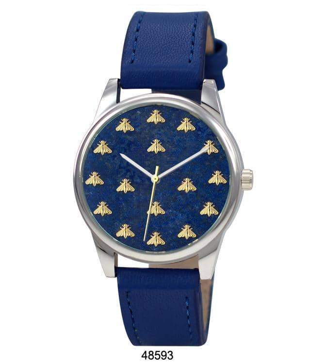 Stylish 4859 Vegan Leather Band Watch with bee monogram dial and durable strap.