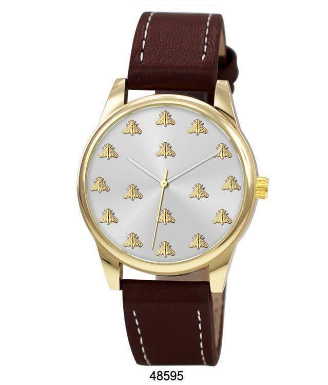 Stylish 4859 Vegan Leather Band Watch with bee monogram dial and durable strap.