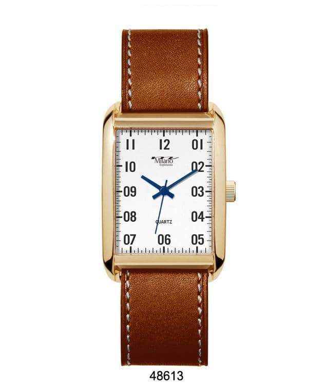 A stylish 4861 Vegan Leather Band Watch featuring a unique pin-less design and easy-to-read analog display.