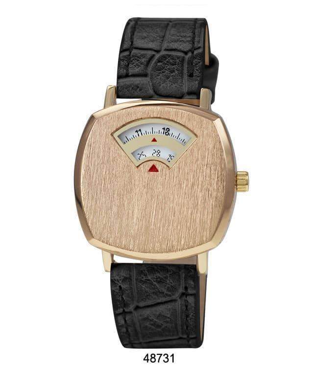 4873 Vegan Leather Band Watch featuring a crocodile-style band and unique windowed movement.