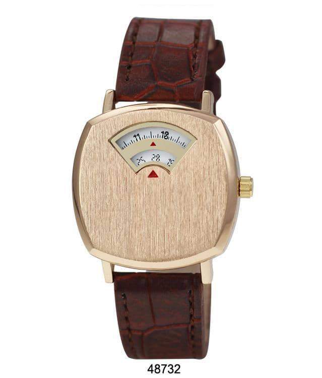 4873 Vegan Leather Band Watch featuring a crocodile-style band and unique windowed movement.