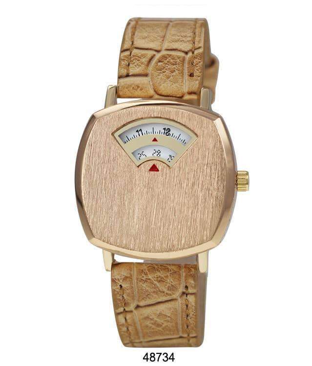 4873 Vegan Leather Band Watch featuring a crocodile-style band and unique windowed movement.