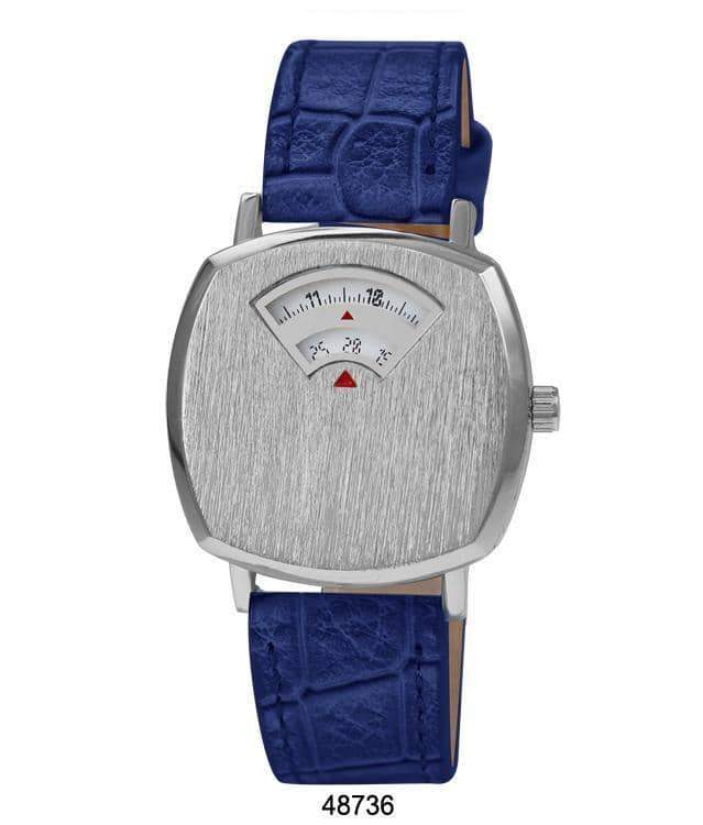 4873 Vegan Leather Band Watch featuring a crocodile-style band and unique windowed movement.