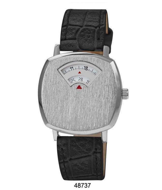 4873 Vegan Leather Band Watch featuring a crocodile-style band and unique windowed movement.