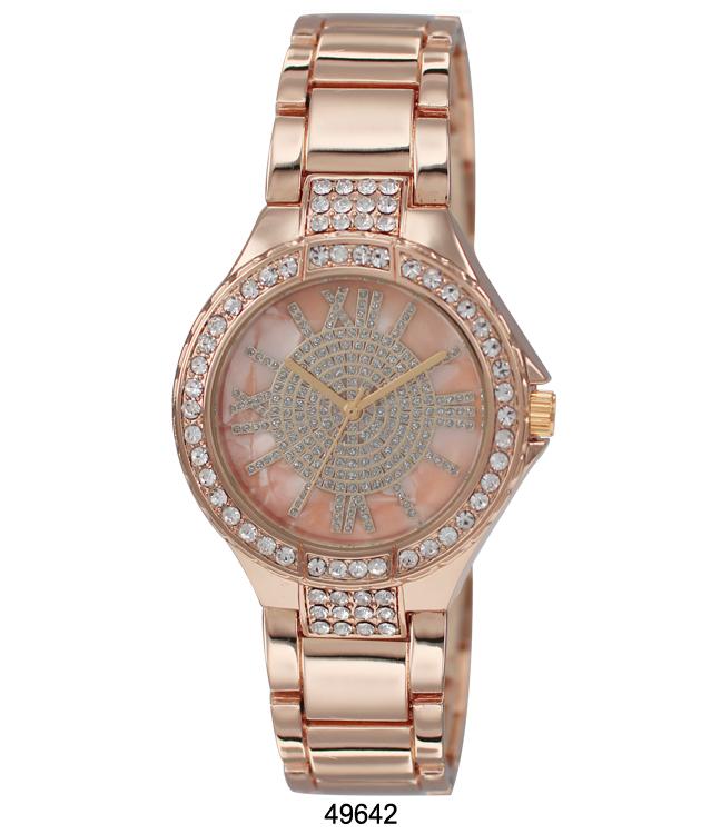 Elegant 4964 Metal Band Watch with sparkling stones and glittering dial, showcasing a lightweight design for women.