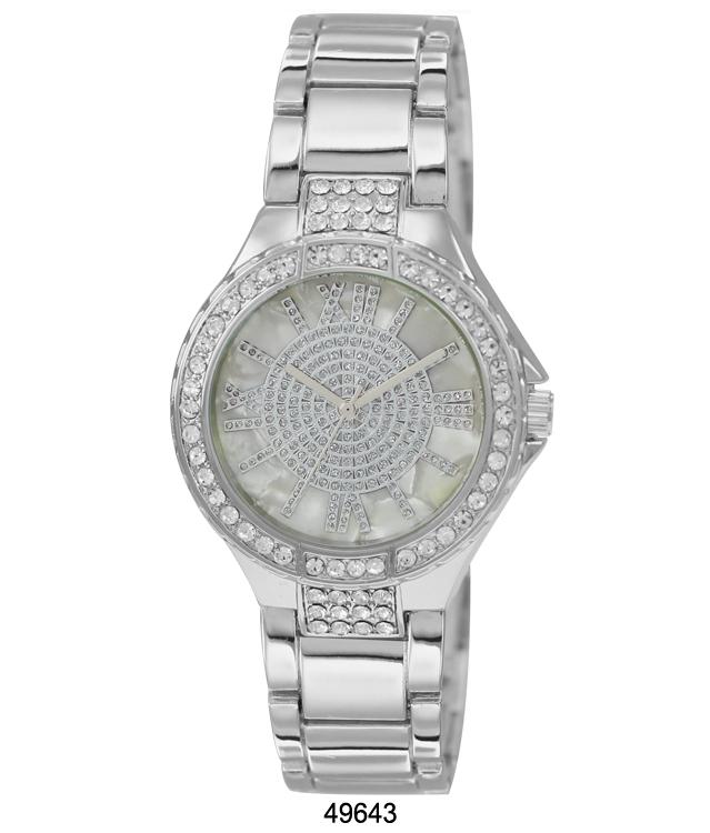 Elegant 4964 Metal Band Watch with sparkling stones and glittering dial, showcasing a lightweight design for women.