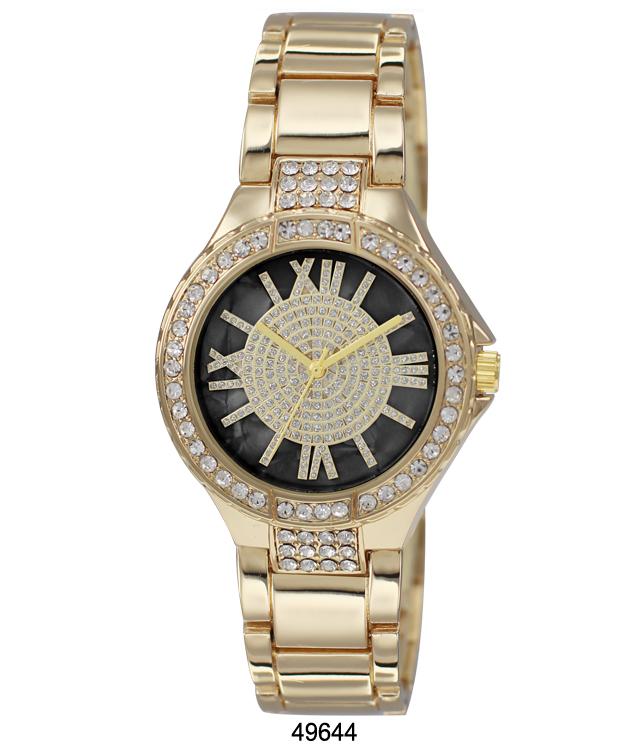 Elegant 4964 Metal Band Watch with sparkling stones and glittering dial, showcasing a lightweight design for women.