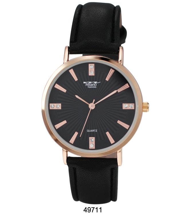 Milano Vegan Leather Band Watch featuring a soft vegan leather strap and a classic metal alloy case.