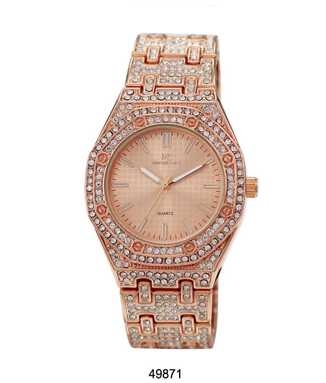 Elegant 4987 Metal Band Watch with sparkling stones and slim design, showcasing its luxurious features.