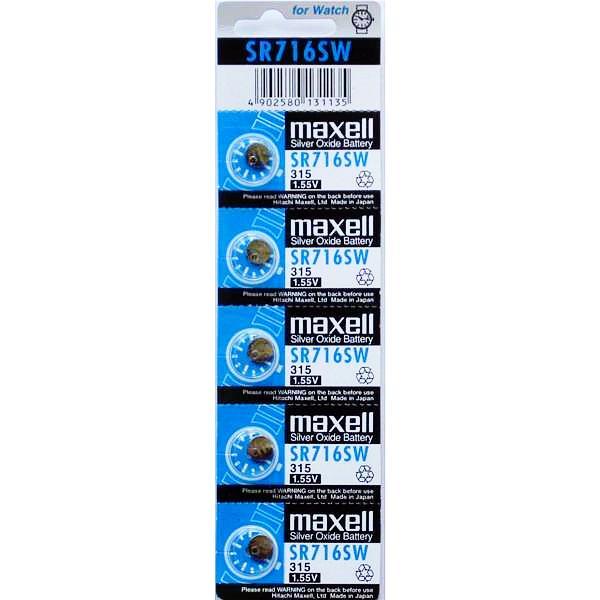 Five SR936SW batteries for watches, packaged neatly, showcasing their compact size and design, ideal for powering various watch models.