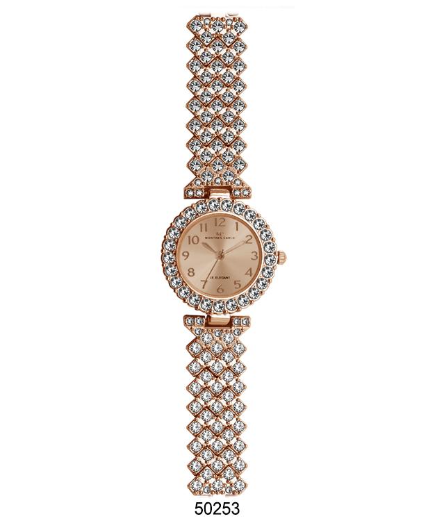 Elegant 5025 Bracelet Watch with sparkling stone-lined bezel and easy-to-read dial, perfect for stylish women.