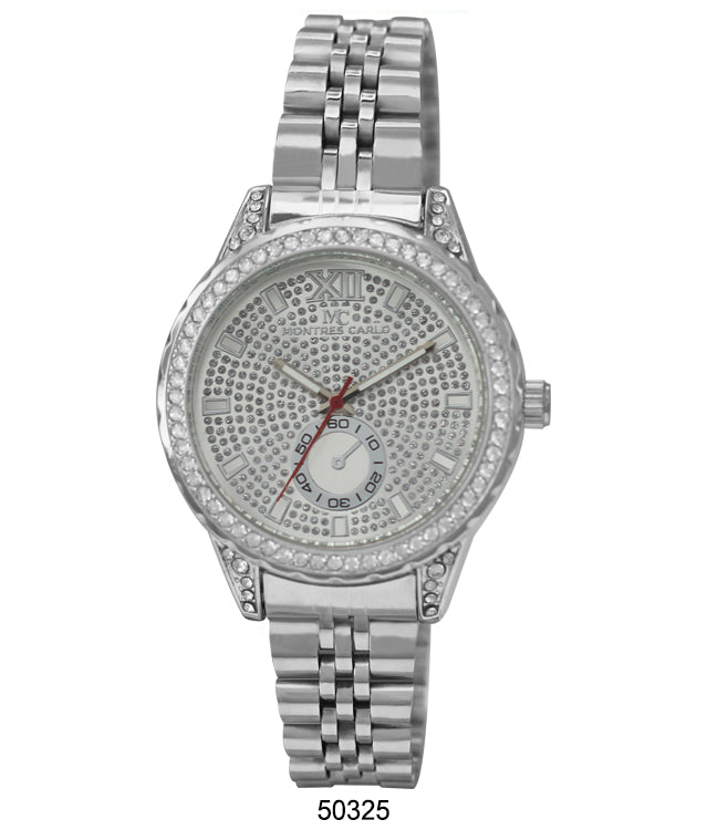 Elegant 5032 Metal Band Watch with sparkling stone bezel and classic bracelet design, perfect for modern women.