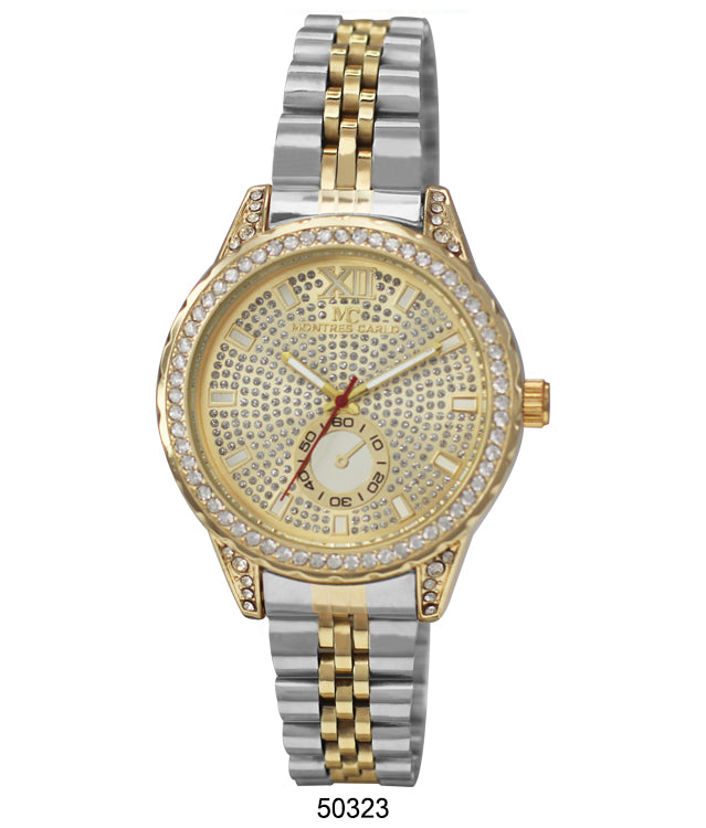 Elegant 5032 Metal Band Watch with sparkling stone bezel and classic bracelet design, perfect for modern women.