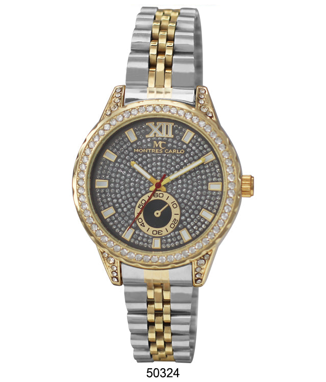 Elegant 5032 Metal Band Watch with sparkling stone bezel and classic bracelet design, perfect for modern women.