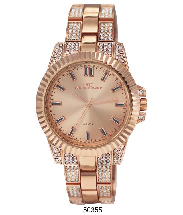 Elegant 5035 Metal Band Watch with sparkling stone bezel and classic bracelet design.