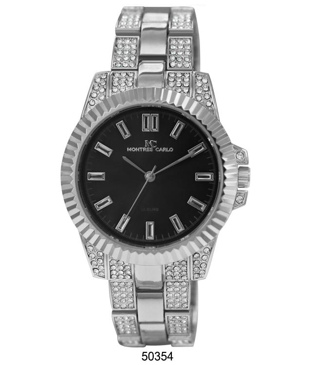 Elegant 5035 Metal Band Watch with sparkling stone bezel and classic bracelet design.