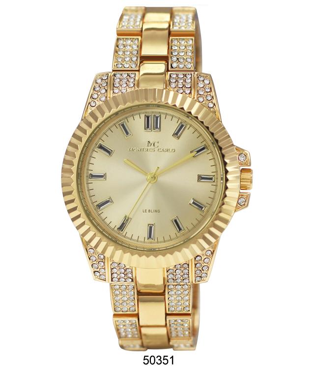 Elegant 5035 Metal Band Watch with sparkling stone bezel and classic bracelet design.