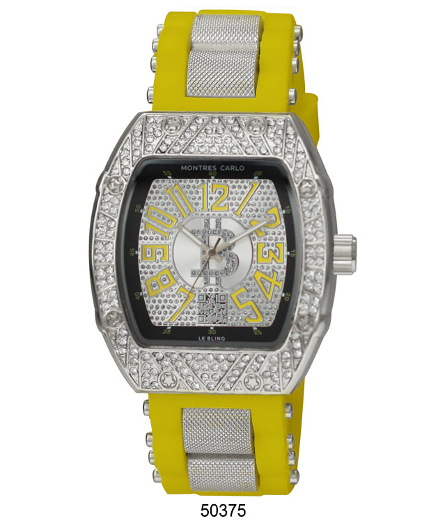 5037 Bullet Band Watch featuring a silicon band and sparkling stone-covered case.