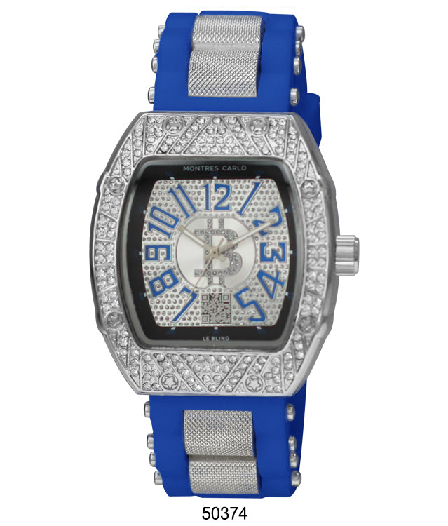 5037 Bullet Band Watch featuring a silicon band and sparkling stone-covered case.