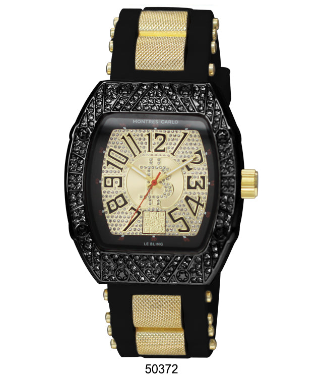 5037 Bullet Band Watch featuring a silicon band and sparkling stone-covered case.