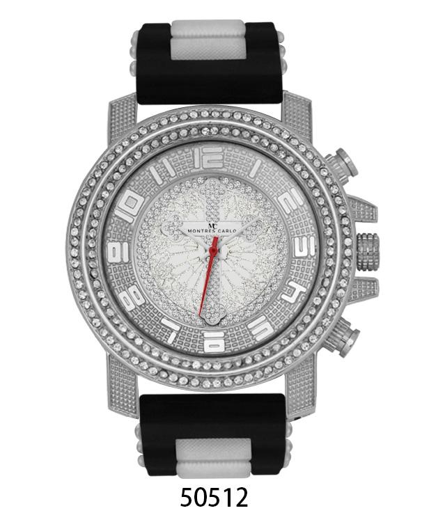 5051 Bullet Band Watch featuring a sparkling stone-covered case and a supple silicon band, designed for active men.