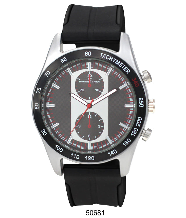 5068 Silicon Band Watch featuring a supple silicon strap and decorative chronographs, designed for active men.