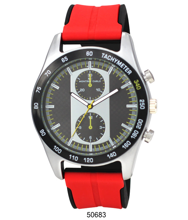 5068 Silicon Band Watch featuring a supple silicon strap and decorative chronographs, designed for active men.