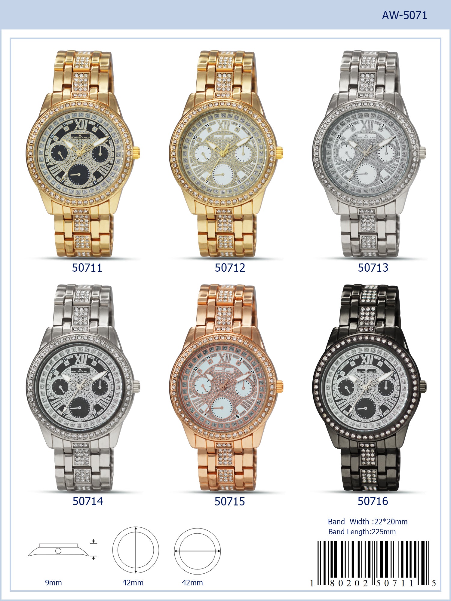 Elegant 5071 Metal Band Watch with sparkling stone bezel and lightweight design, perfect for ladies.