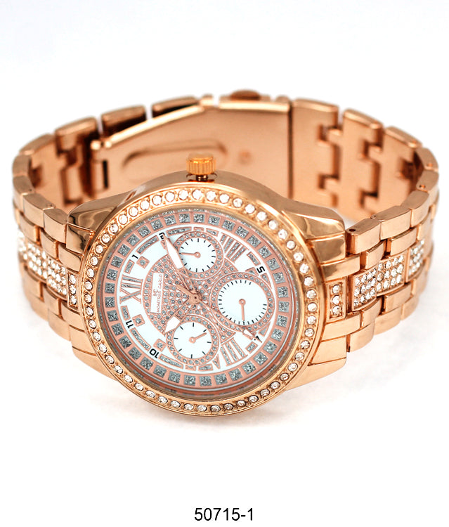 Elegant 5071 Metal Band Watch with sparkling stone bezel and lightweight design, perfect for ladies.