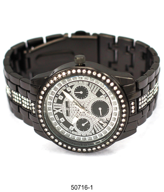 Elegant 5071 Metal Band Watch with sparkling stone bezel and lightweight design, perfect for ladies.